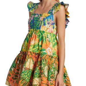 Farm Rio Caipirinha Tiered Cotton Minidress, Size XS